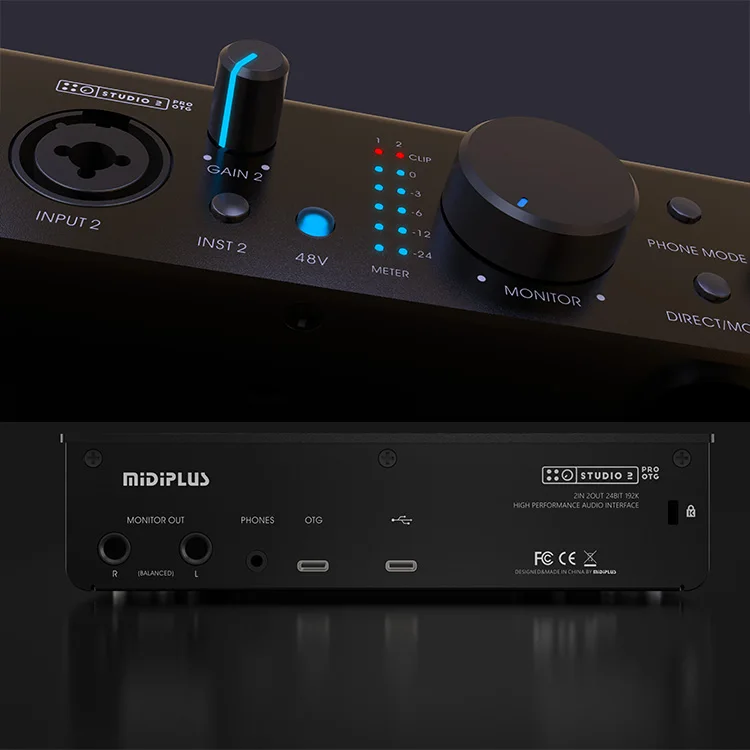 MIDIPLUS Smart Audio Interface 2In2Out Configuration Meets Computer Recording & Live Streaming Needs Usb Plug-And-Play