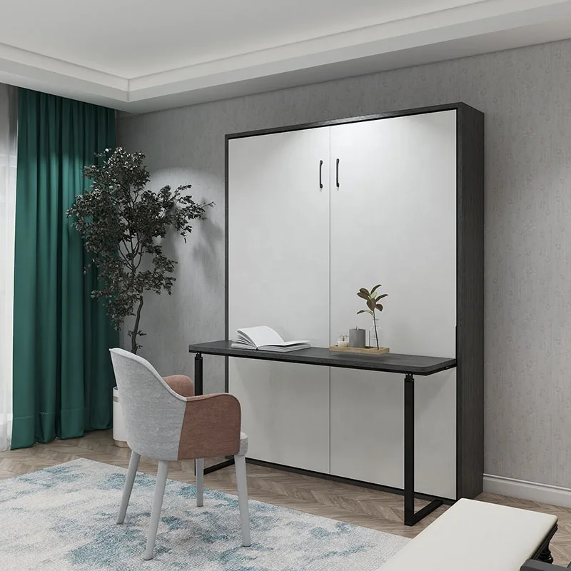Smart Furniture Wall Murphy Bed  With Bed Frame and Panels For Folding Bed With Computer Table