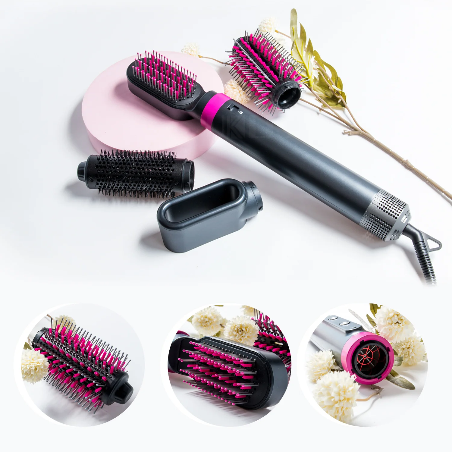 5 in 1 Styler Volume Shape Multi Functional Curling Straightening Comb Straightener Electric Iron Comb Hair Curler Set