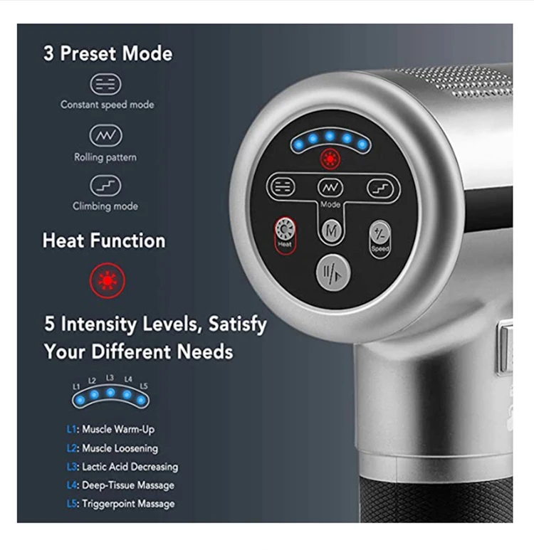 YICOLY 5 Heads Muscle Masajes Message Relax Fascial Gun Heated massage gun