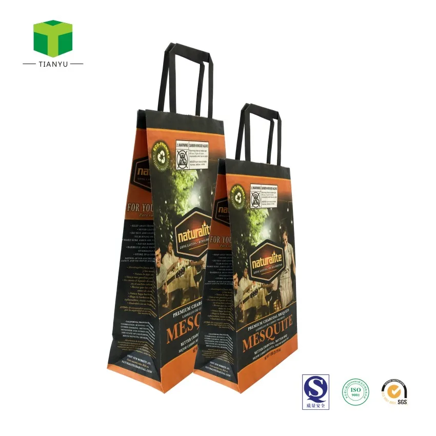 10kg 15kg 8lb 35lb Hardwood Lump Charcoal Coal Packing Paper Bag BBQ 2kg 3kg 5kg Charcoal Bags Adhesive for Coal Briquette