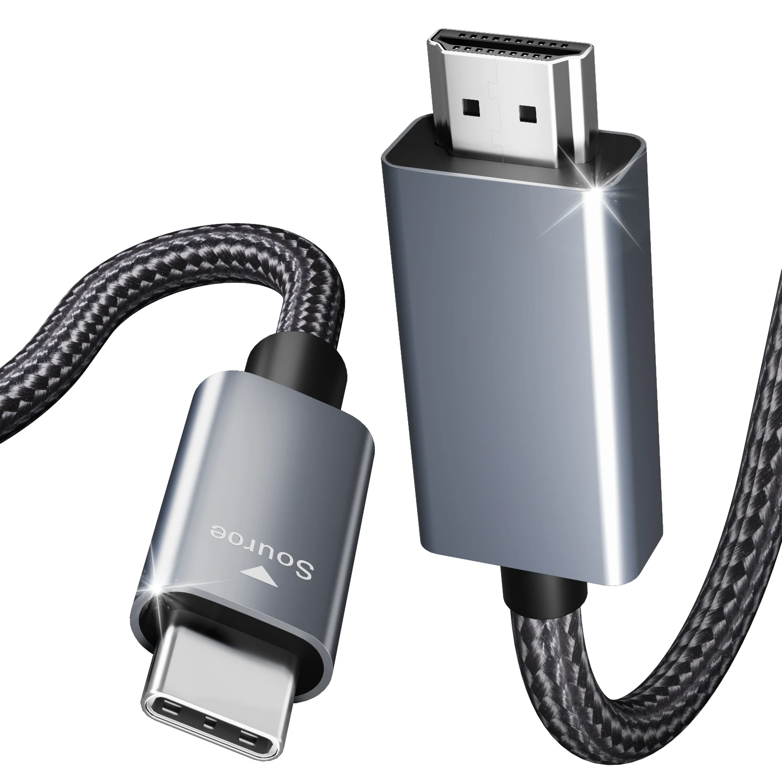 Customize USB C to HDMI Cable 4K 60Hz, Aluminum Shell, 1.8 Meter Nylon Braided Cable Laptop Mobile Phone Tablet to TV