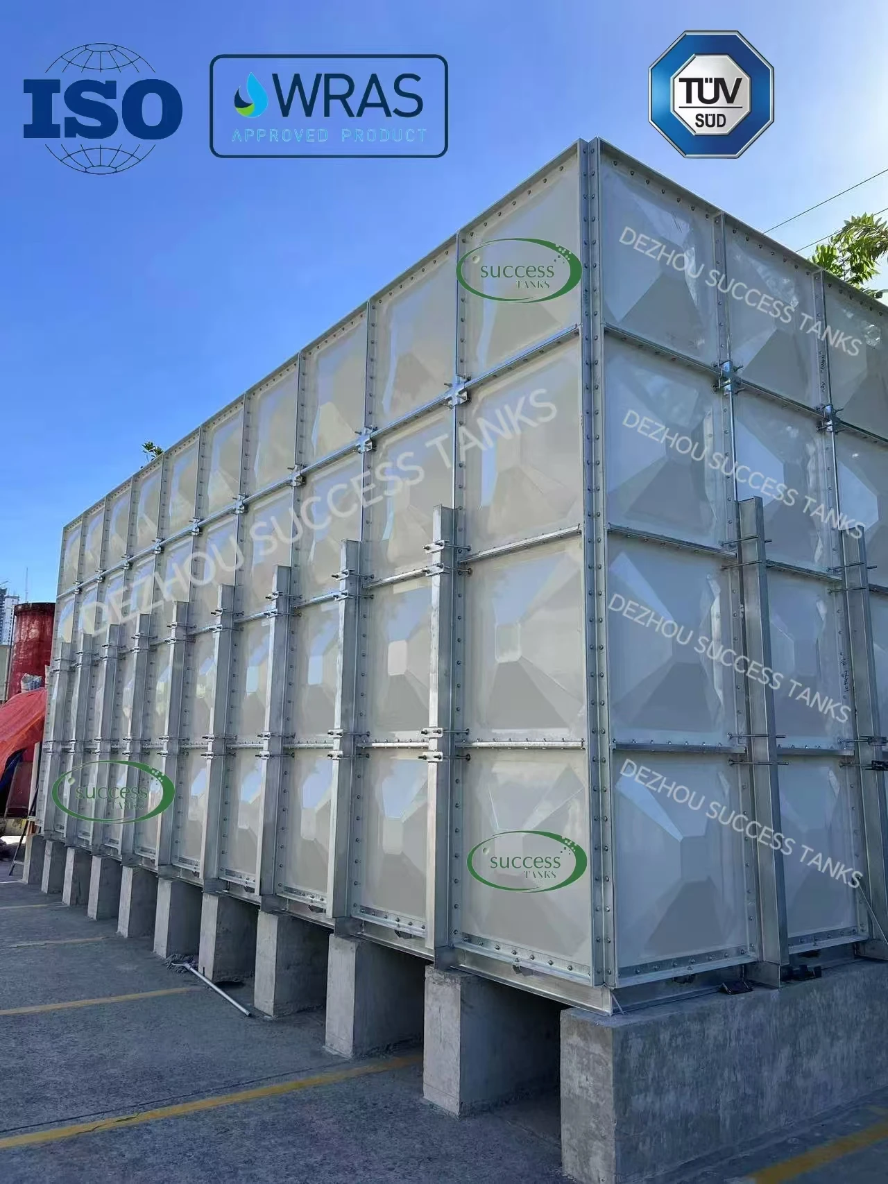 Hot Sale Custom 8000 500000 Liters FRP GRP Fiber Glass Rain Water Storage Tank Cheap Price Food Grade Drinking Water Tank in UAE