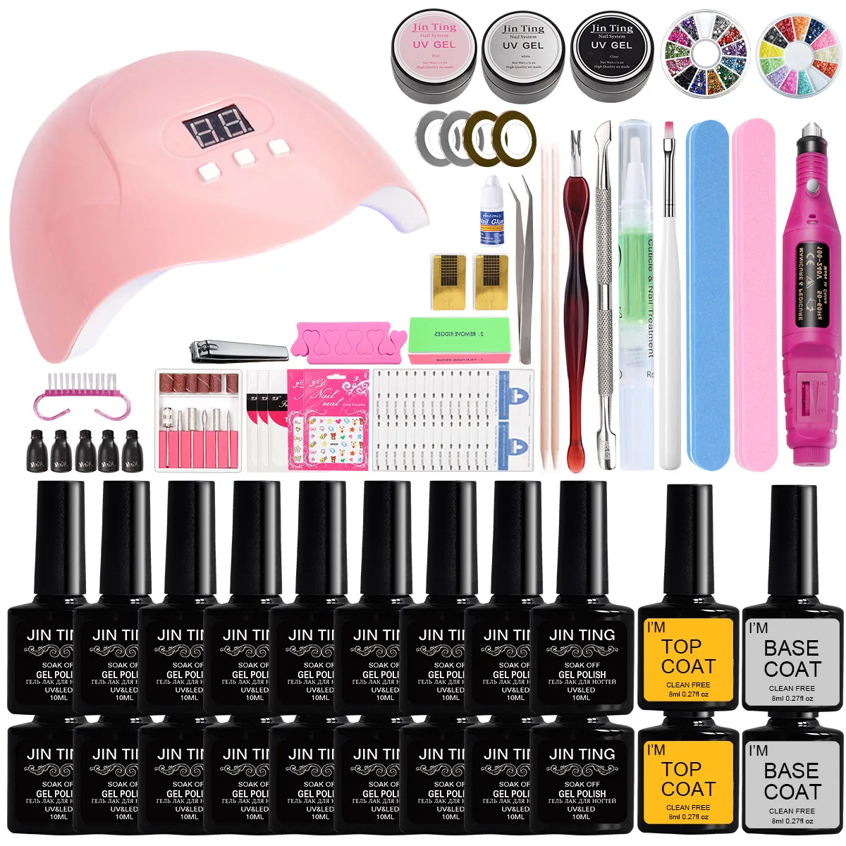 MEETNAIL free sample OEM private starter kit for beginner Top coat led lamp glitter uv gel polish for nail art salon