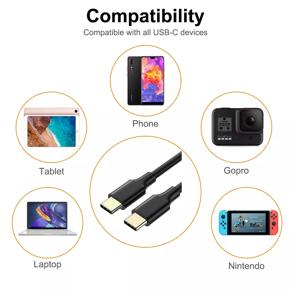 2022 USB 3.1 Regular Mobile Phone Cables 10Gbps Transfer Speed 100W usb Type C usb Cable 3.0 Fast Charging With 4K Audio Video