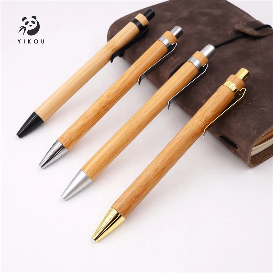 eco friendly promotional plastic accessory push bamboo color ball point pens with customized logo