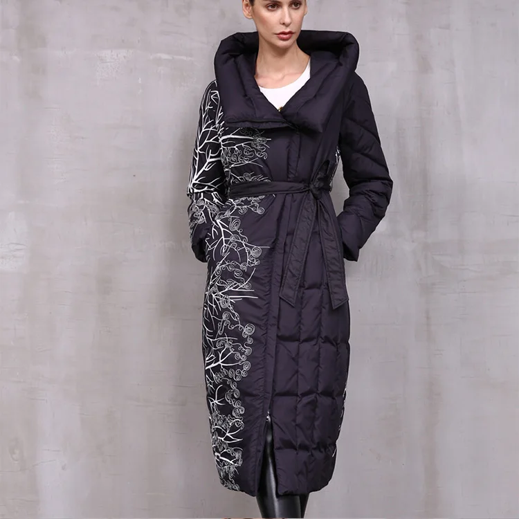 Explore now New Design Sense Printing Hand Embroidered Down Jacket Long starter jacket