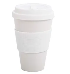 Reusable Bamboo Fiber Coffee Cup 400ml/14oz Natural Organic Eco-Friendly Travel Mug