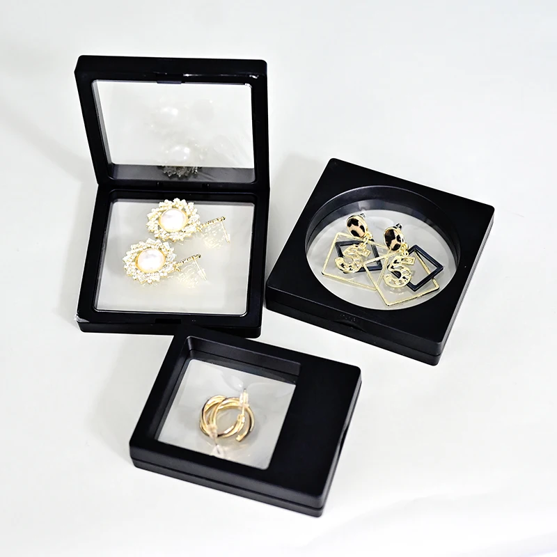 Clear PE Film 3D Floating Frame Display Case Plastic Transparent Jewelry Storage Float Suspension Box Packaging