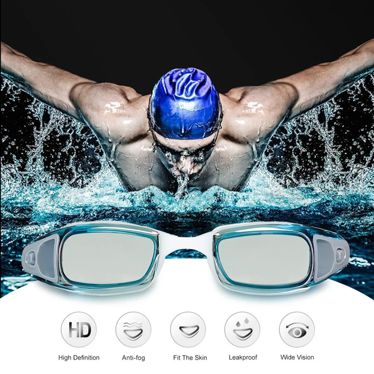 
Custom swim goggles eyewear wholesale silicone frames clear swimming goggles 