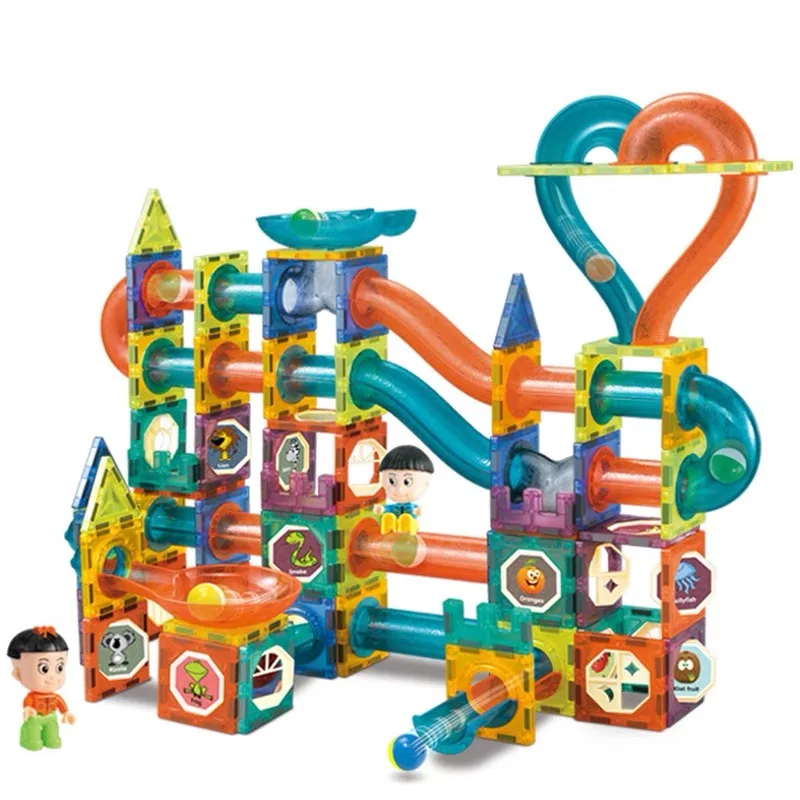 ABS 3d education Heart Shaped Pipe Track Can Be Flipped Changeable Baubles Magnetic Ball Track Blocks 188 Pcs Set Toys