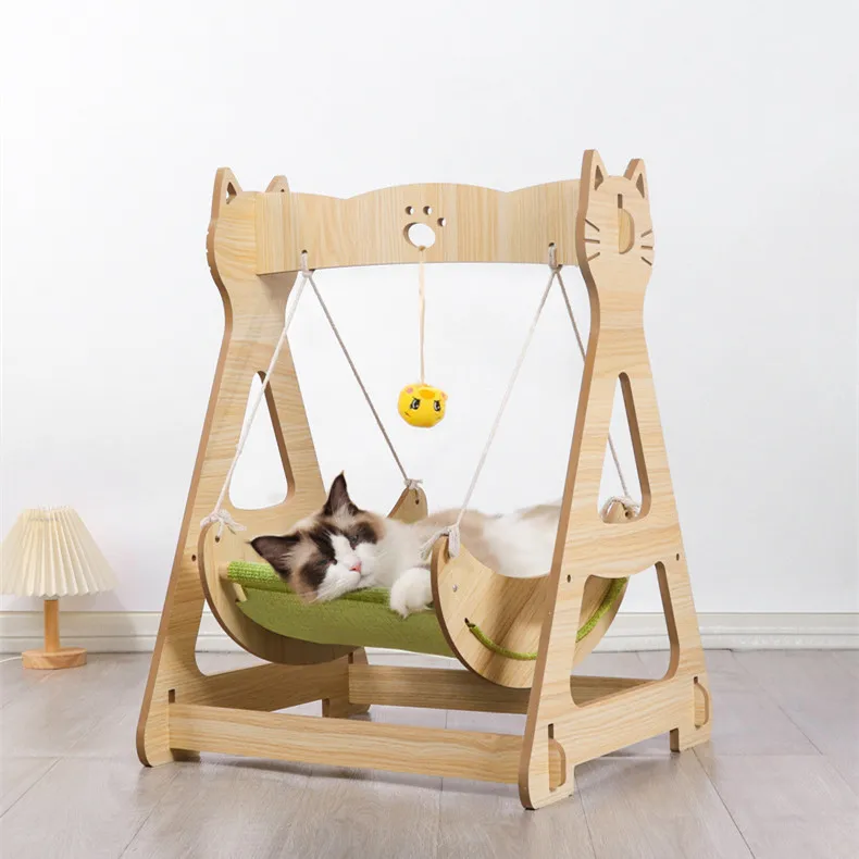 Pet Hammock Wood Cat Swing Hammock Bed Shaker Hanging Cat Swing Bed For Cat