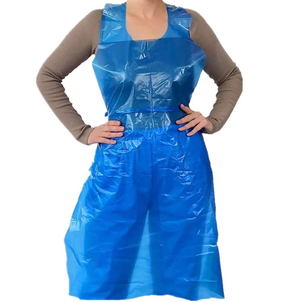 OEM factory Customized disposable seafood restaurant adult single use block headed color plastic bib apron