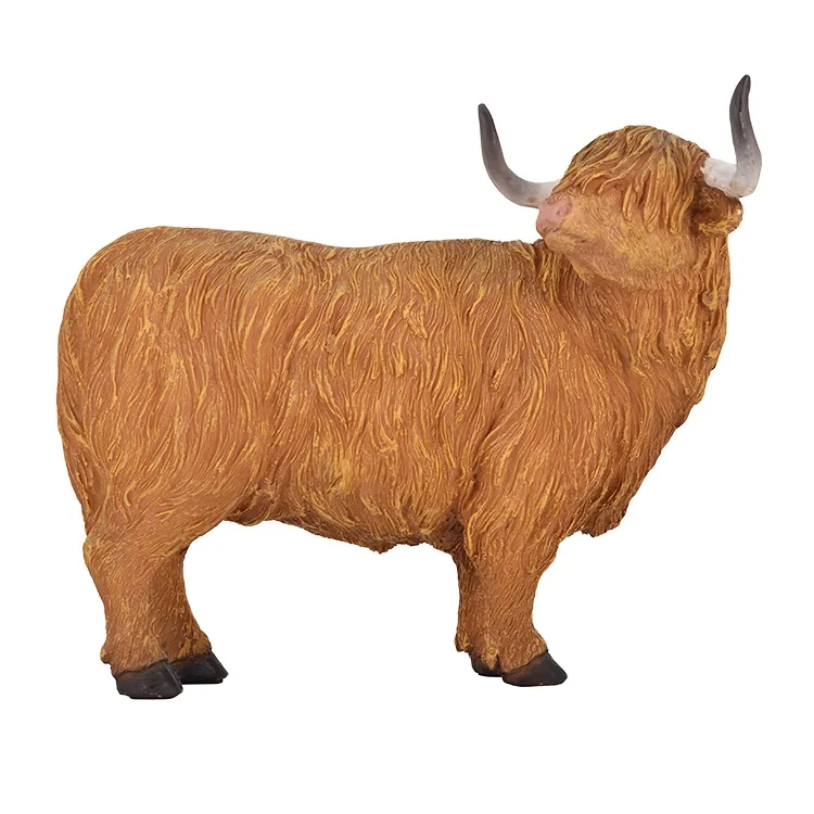 Resin vintage highland cow, resin sculpture decoration, resin home decoration animals and figures