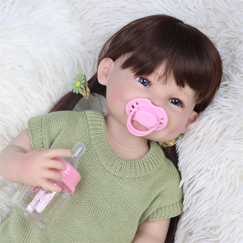 Vinyl Lifelike Pacifier Clothes Kits Simulation Realistic Adjustable Rotatable Silicone Newborn Baby Reborn Dolls