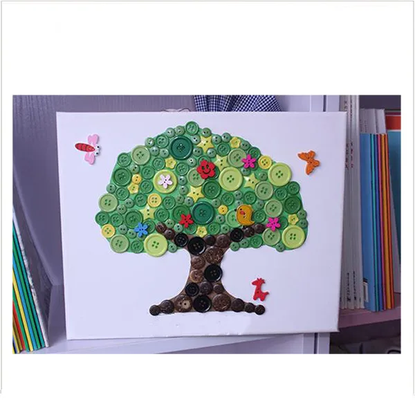 Sticky Button Art Mosaic Sticker Kits for Kids, Colorful Button Sticker Drawing Toys Early Education Gift