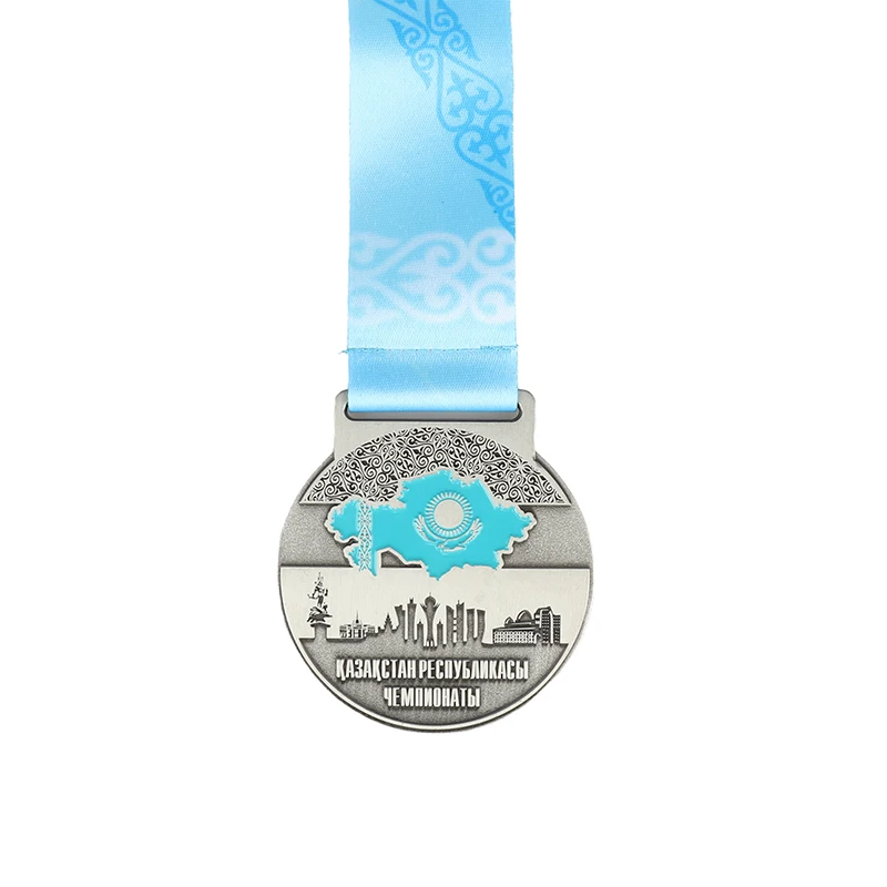 Custom Metal Gold Ribbon Sport Trophies Medals Award Football Run Race Taekwondo Soccer Casting Technique Blank Medals Medales