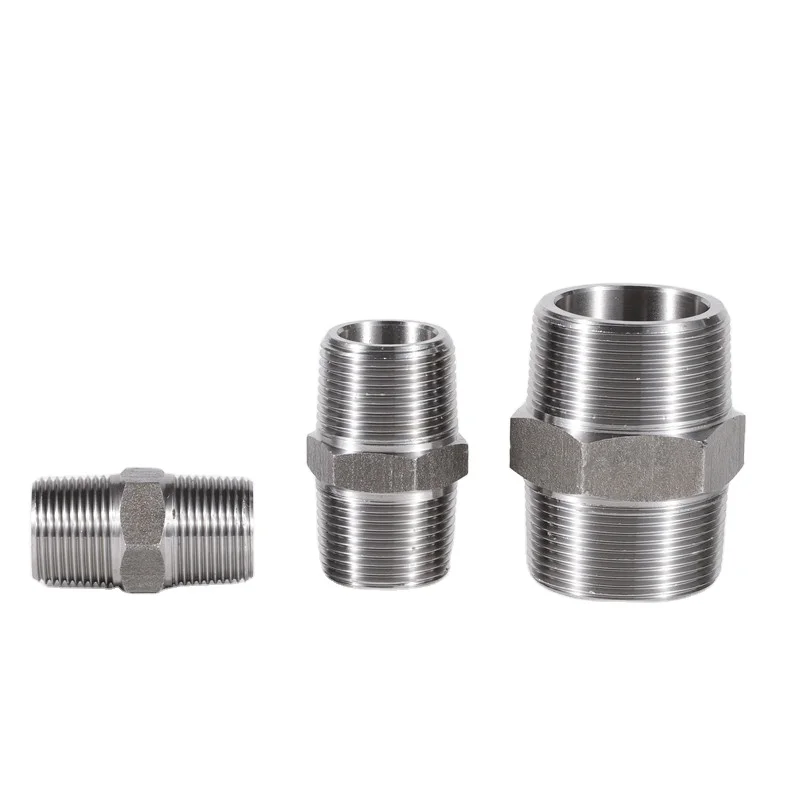 ASME B16.11 1/4 1/8 BSP 304 321 304L 316L forged Stainless Steel Hex Male Double Nipple Equal hexagon nipple Pipe Fitting