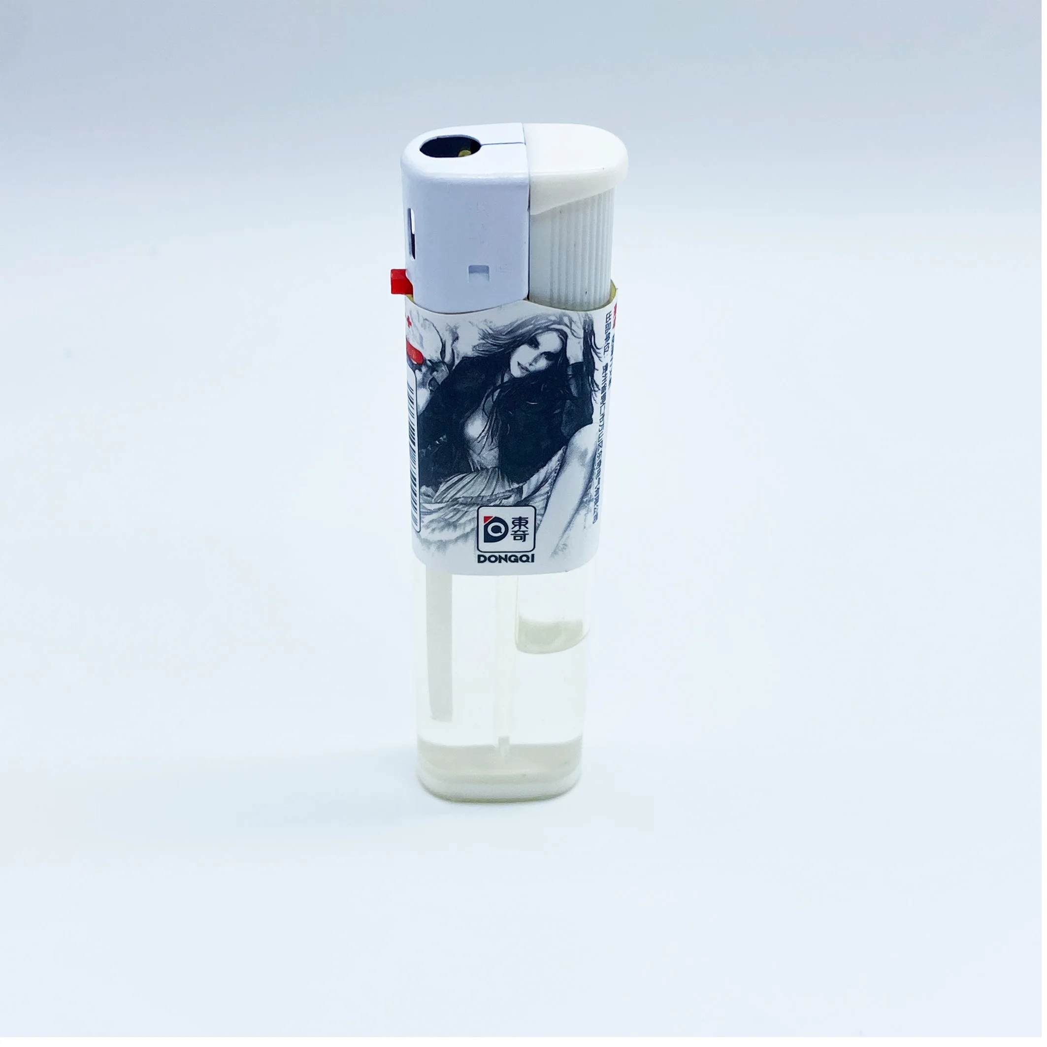 Factory wholesale refillable plastic electric lighter transparent smoking gas lighter with Wrapping paper