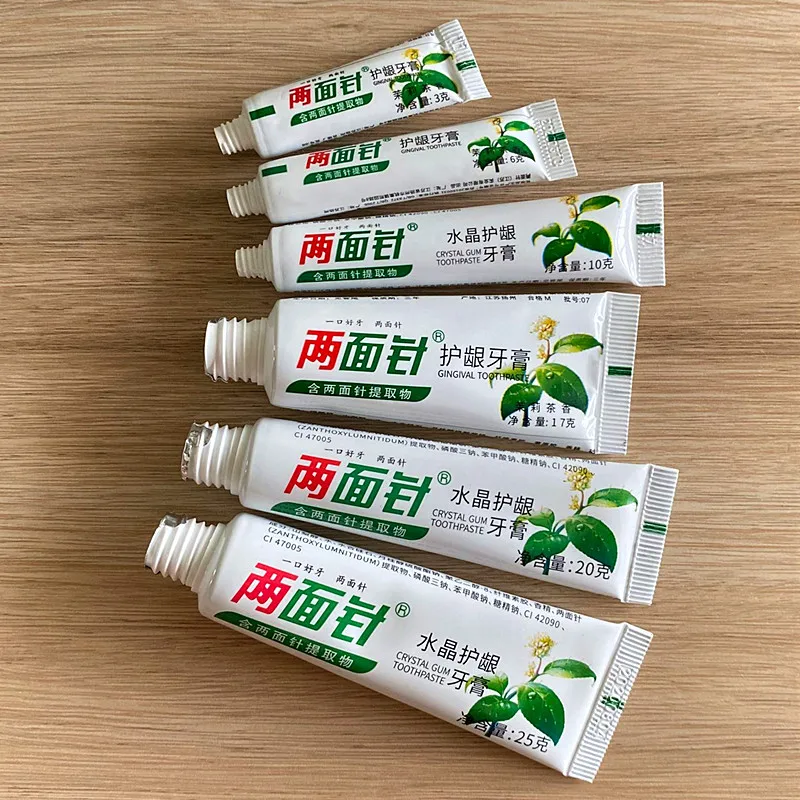 Free sample OEM private label 3g / 6g / 10g / 17g / 20g / 25g mint hotel travel mini disposable toothpaste