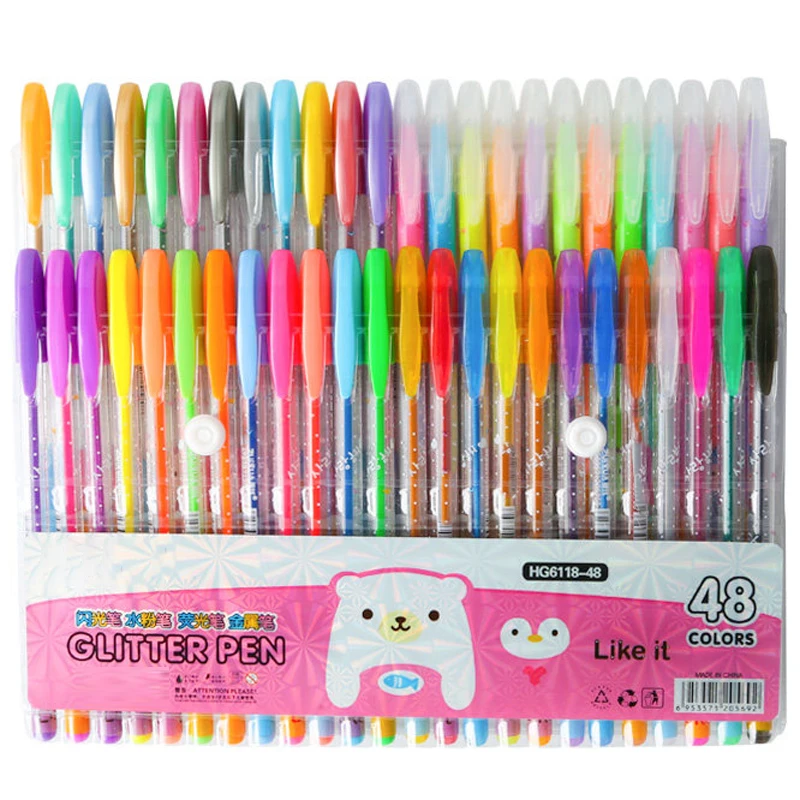 48colors Glitter Gel Highlighter Study Kit Journaling Bible Highlighter Markers Gel Highlighter Marker Set