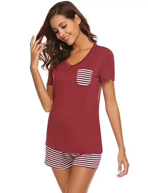 
Breastfeeding Pyjamas Mommy Striped Hospital Loungewear Nursing Maternity Pajamas Plus Size Short Top and Panties 2 Piece Set 