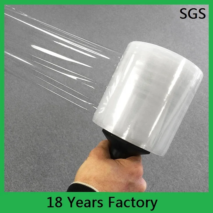 Pallet Wrap 100mm*100m Industrial Stretch Film With Rolling Handle Hand Shrink Wrap