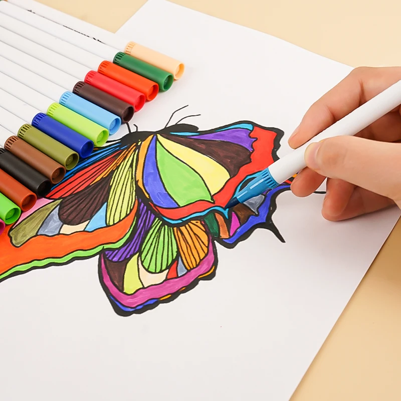 24 Colors Dual Tip Watercolor Brush Pen Water Based Marker Art Marker Pen Set With Fineliner For Arts