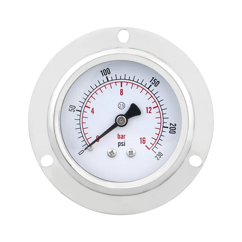 NPT1/4 60mm pressure gauge air pressure gauge 0-16bari rear mounting front flange pressure gauge