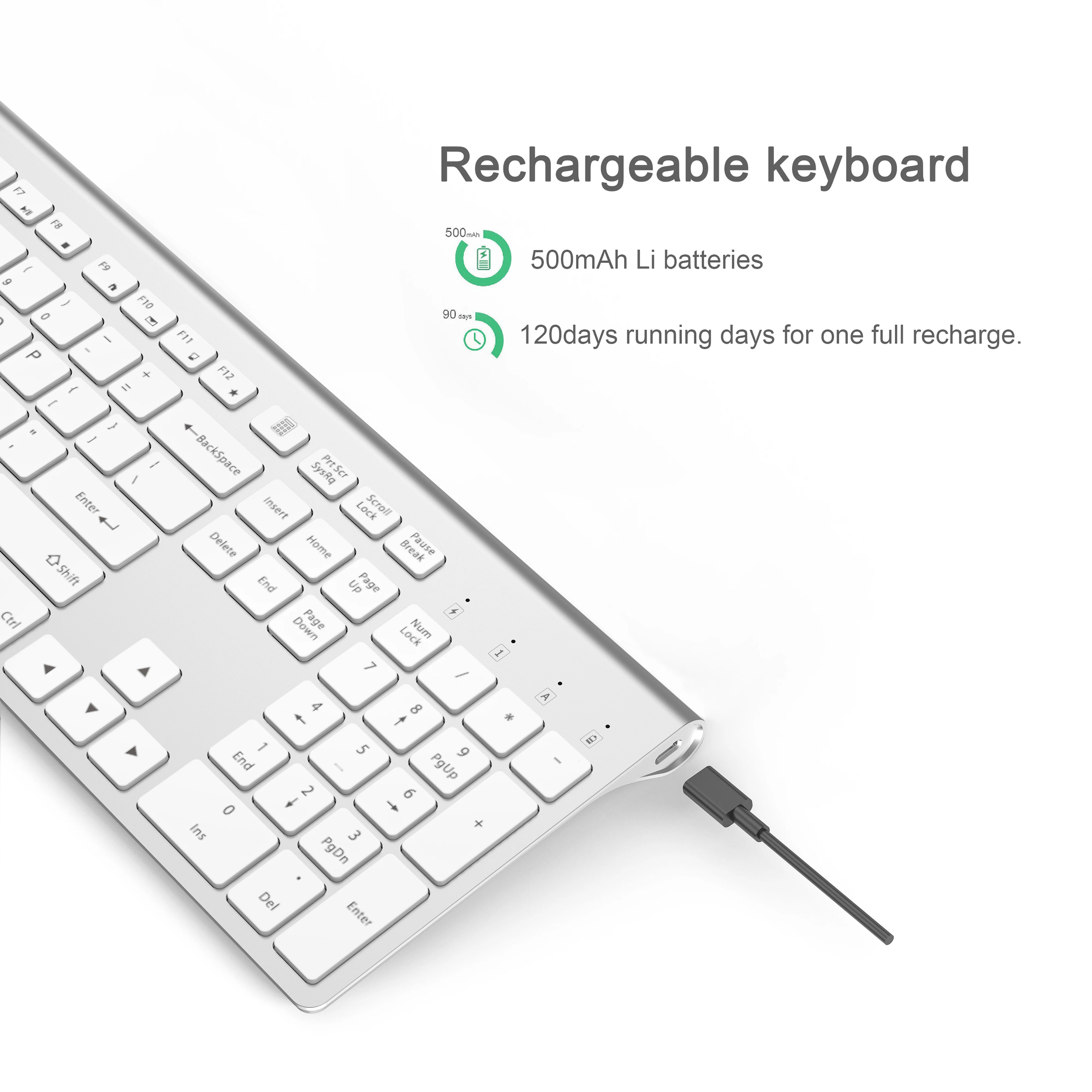 
2021 Keyboard Wireless Rechargeable Full Size Keyboard Spanish/French/Italian/German/English/ Russian Silm for Office 