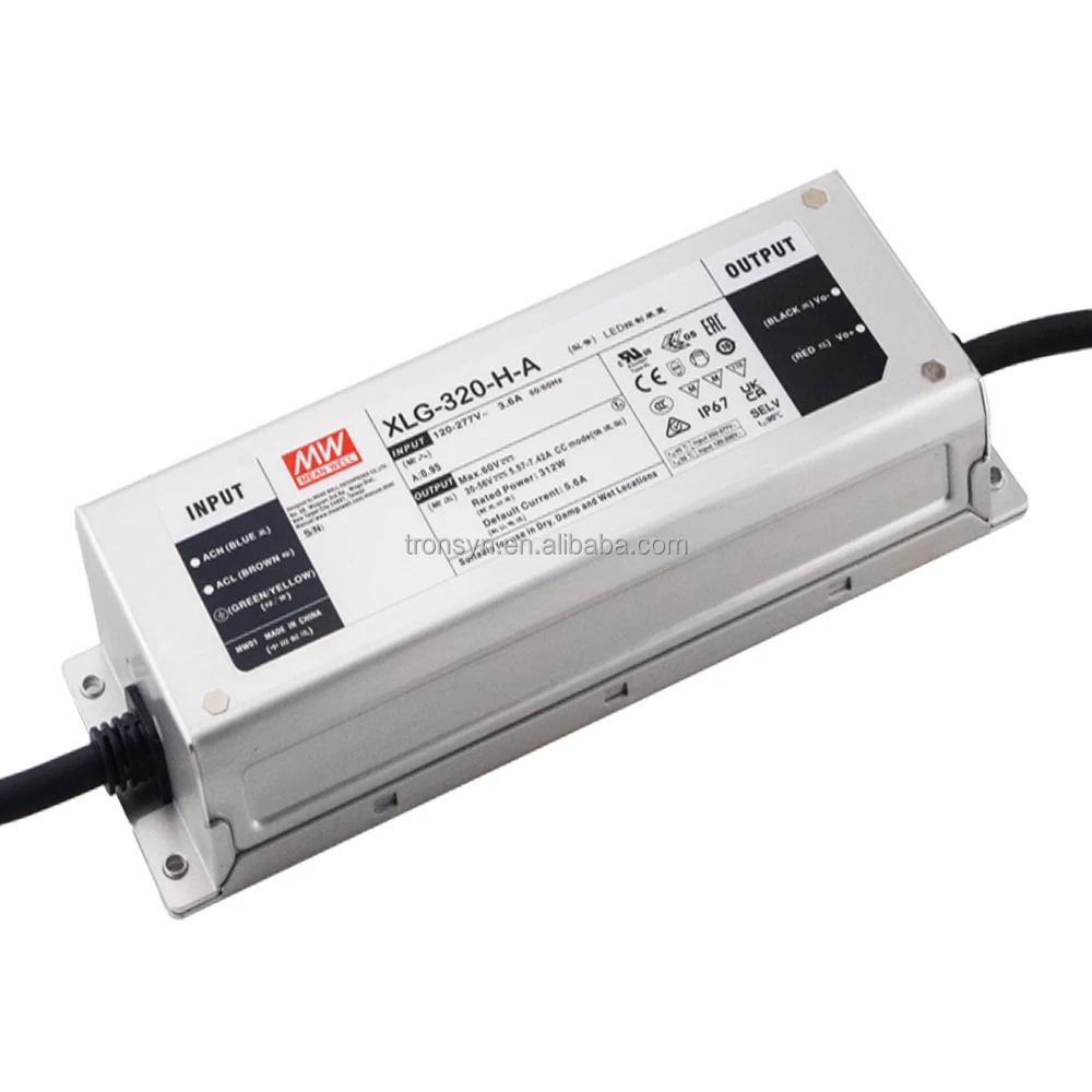 Meanwell XLG-320-H-A 315W 30 ~ 56в выход Постоянный режим энергопотребления светодиодный драйвер IP67 PFC инвертор Водонепроницаемый светодиодный индикатор питания трансформатор
