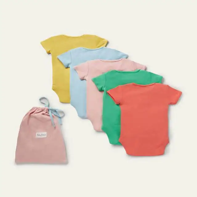 
100% cotton blank plain baby short sleeve girls` rompers new born baby rompers clothes 5 Pack Rainbow Bodies 