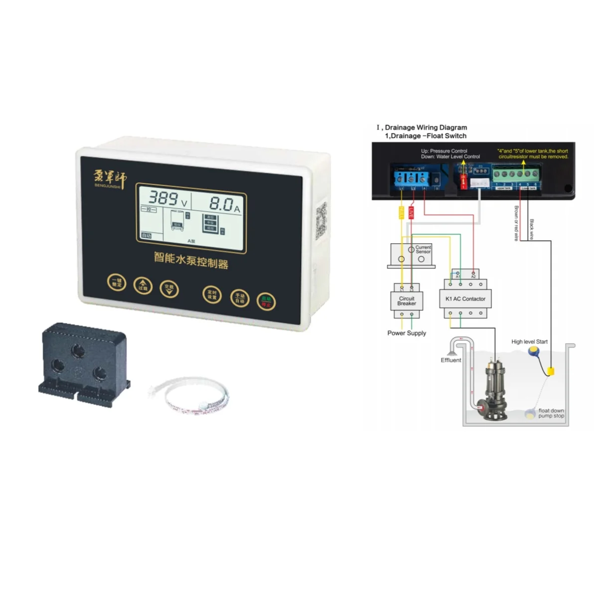7.5KW 380V High quality electric motor control panel for Drainage System