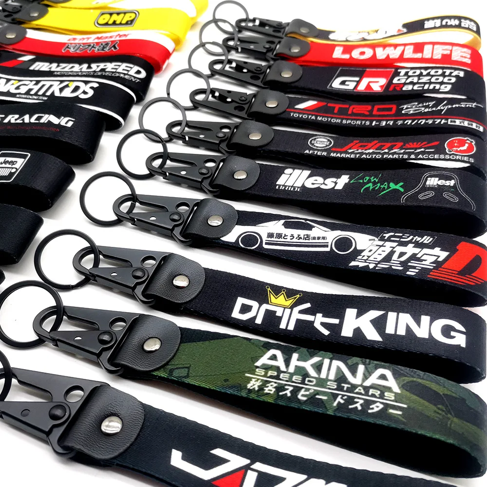 JDM cultural keychain car motorcycle scooter keychain wrist strap anti-lost short lanyard