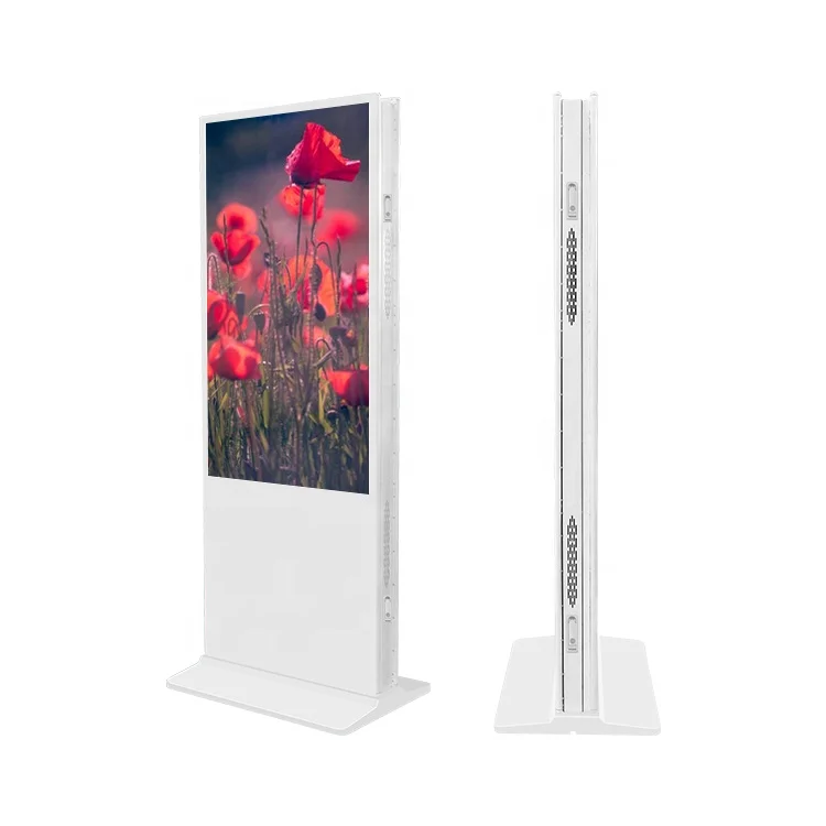 Ultra Thin Vertical Double Sided Touch Monitor LCD Floor Advertising Wayfinding Information Kiosk Multimedia Player