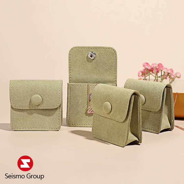 Custom Microfiber Luxury Ring Necklace Fabric Jewellery Pouch Jewelry Suede Packaging Bag With Insert Logo