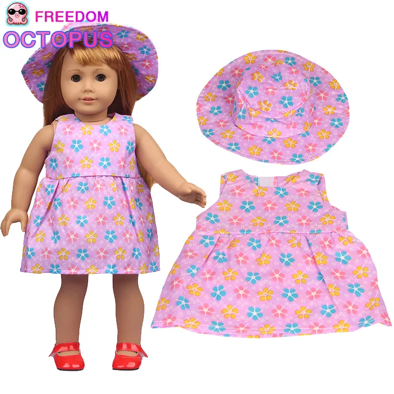 18 Inch Baby doll white red Striped Top Toy Doll Mini Cute doll Clothes suit with hat