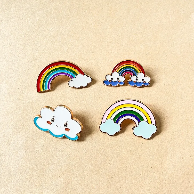 Lovely Rainbow Clouds shaped Brooches Clothing Lapel Pin Badge Weather Jewelry Gift For Kids Girls