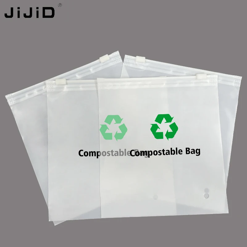 JIJID Ziplock Biodegradable Clothes Packaging Frosted Biodegradable Clothing Packaging Zipper Bag Transparent Ziplock Bags
