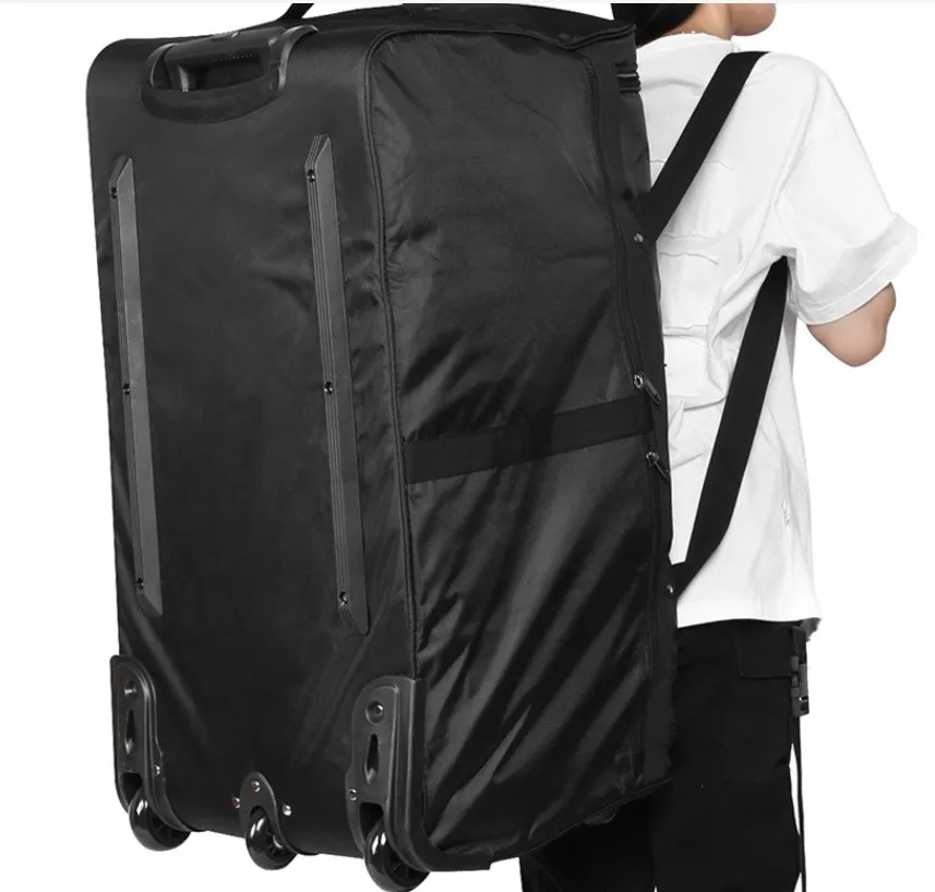 Oversized Rolling Travel Bag with Pull Rod, Oxford Fabric Portable Air Transport Bag for Self-driving and Storage