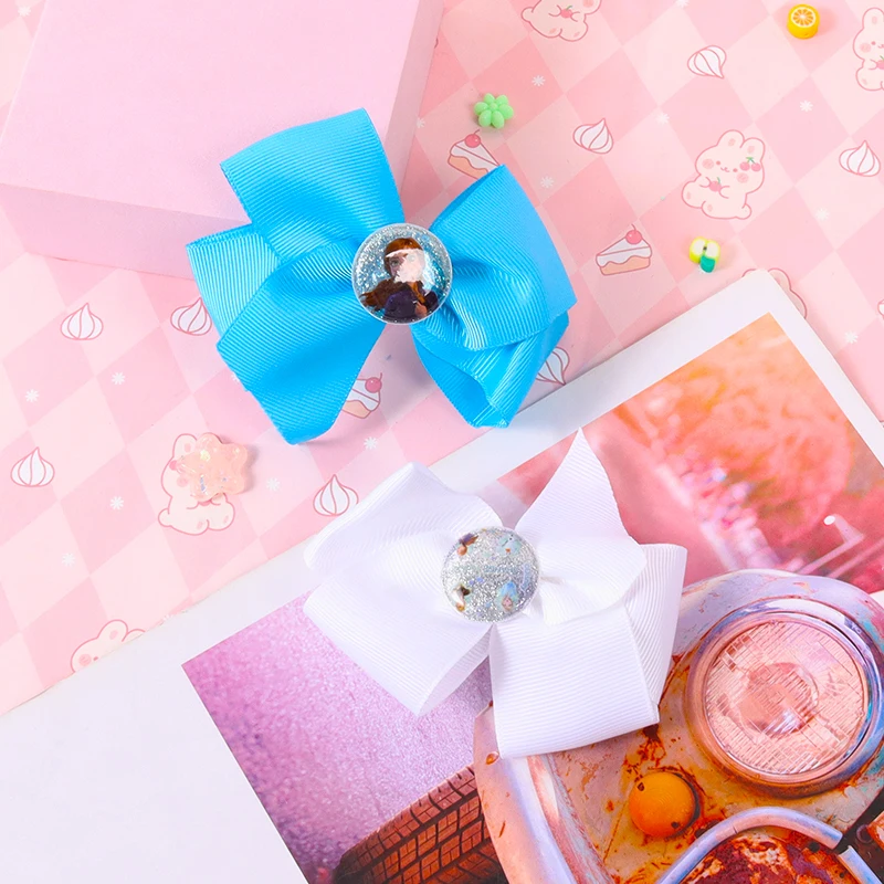 Горячая Распродажа Синий тканевый бант набор детский для волос Аллигатор заколка банты девочек