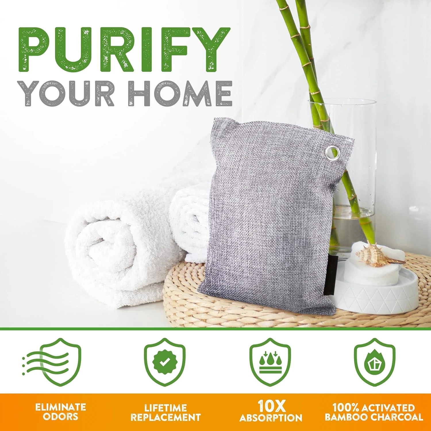 4 Pack*200g Bamboo Charcoal Air Purifying Bag Activated Carbon Car Air Freshener Bags Odor Eliminator