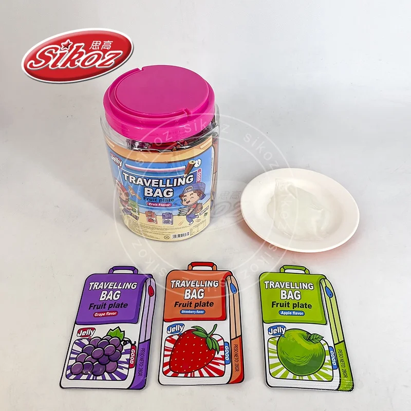 Fruit flavored travelling bag shaped jelly slice