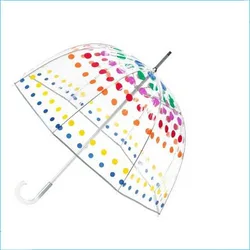 Clear Bubble Polka Dots Stick transparent poe dome Umbrella