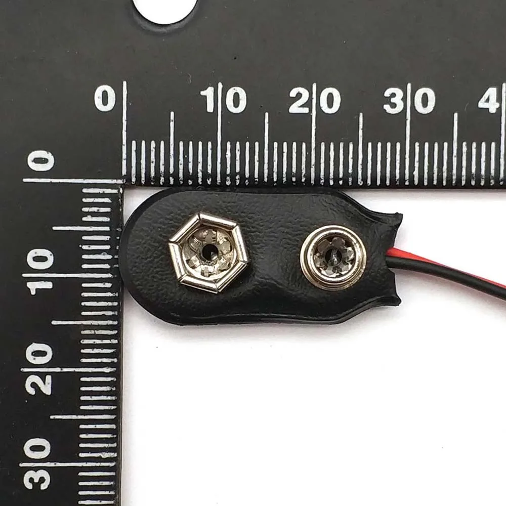 I Type 9V Clip-on Battery Connector Faux Leather Shell 2 Wired 9 Volt Battery Clip Connector Battery Holder 10cm Cable
