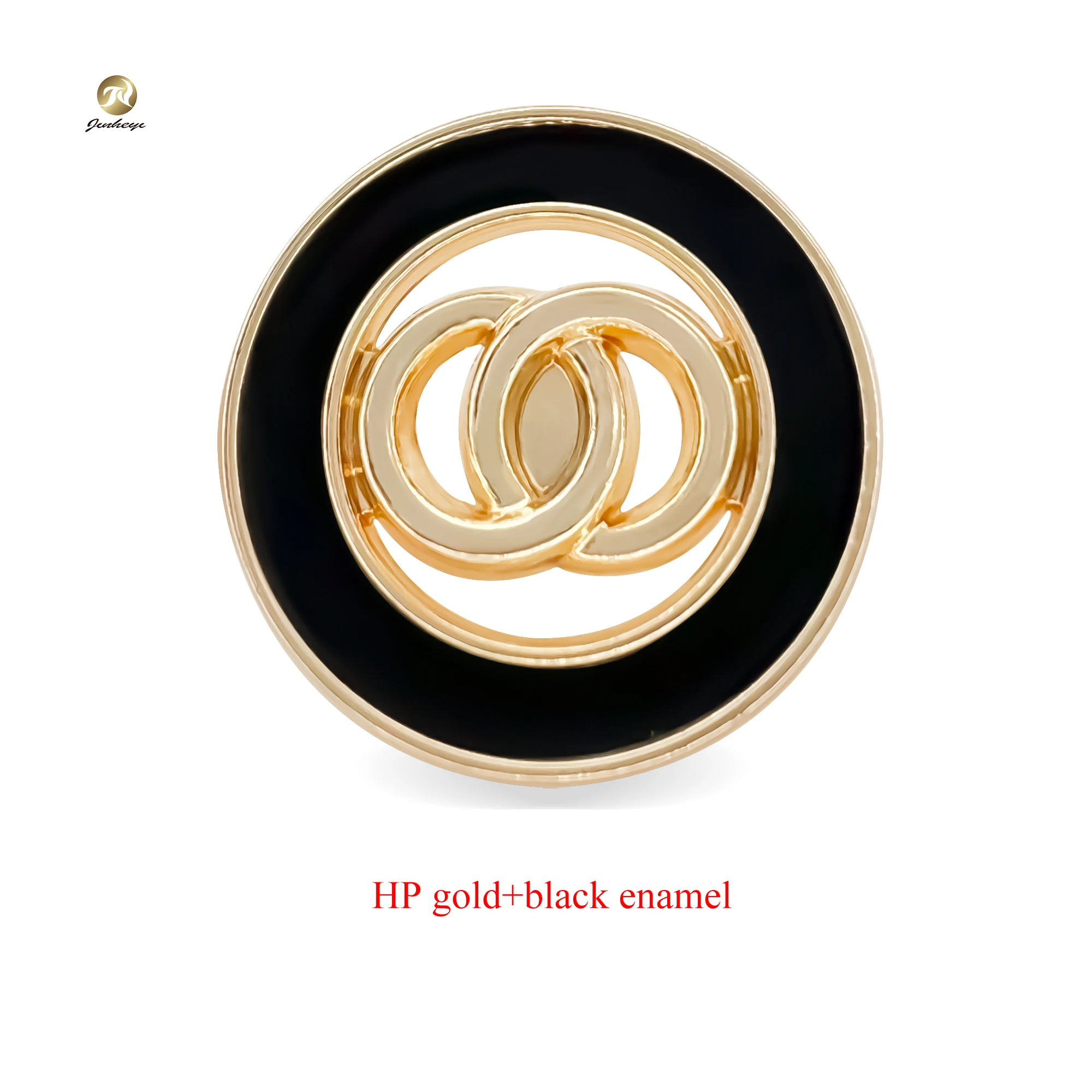 25 20 17 mm Custom CC style design enamel metallic button black gold round zinc alloy shank coat button