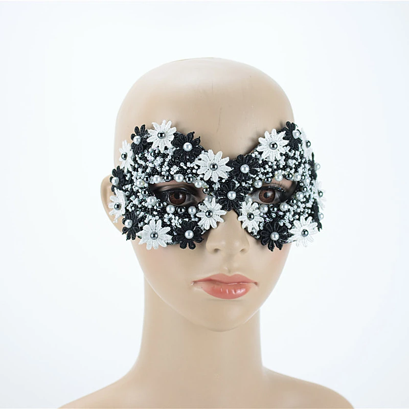 New Design Wholesale Pearl Flower Eye Mask Masquerade Party Mask
