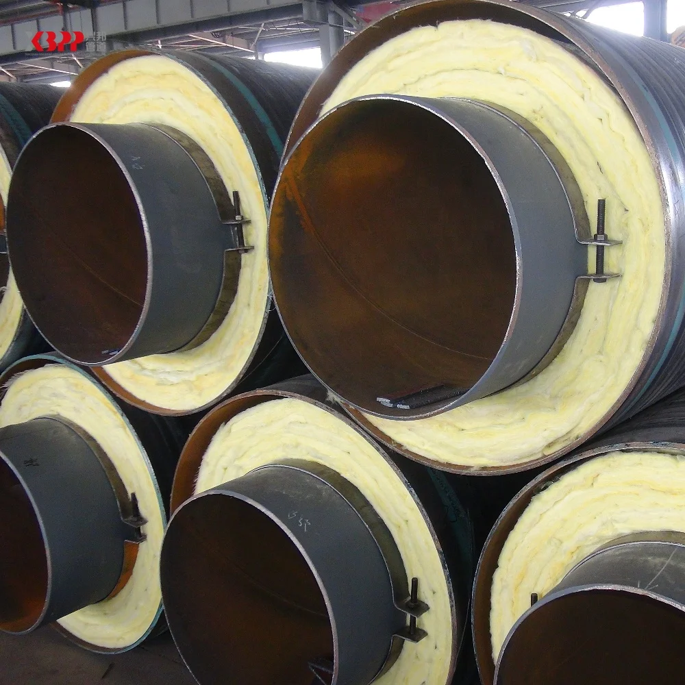 underground ASTM A53 API 5L 3pe high temperature steel jacket fiberglass wool pre insulated steel pipe for steam supply
