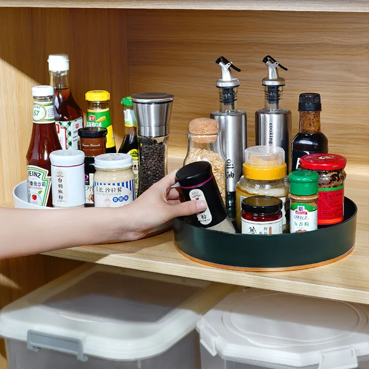 multi purpose utility kitchen countertop turntable spice rack white round rotating storage tray