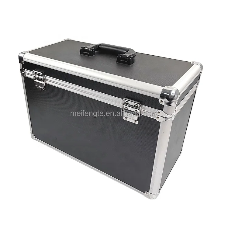 Black MDF Board Aluminum Silver Frame Tool Vertical Case with Customized Foam For Electrical Engineer Tools Storage